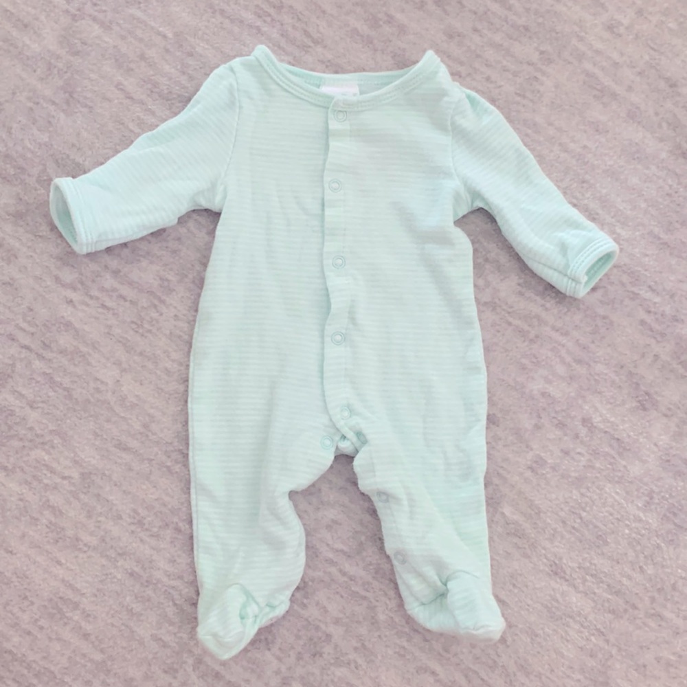 Starting Out - Green & White Striped Footie
